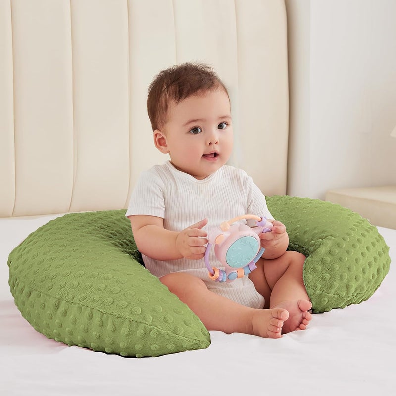 ANHEBEIBEI Nursing Pillow for Bottle and Breastfeeding, Ergonomic Comfort Nursing Essentials for Mom and Baby, Feeding Support Pillow with Removable Cover, Easier and Healthier Nursing (Dark Green) - Image 1